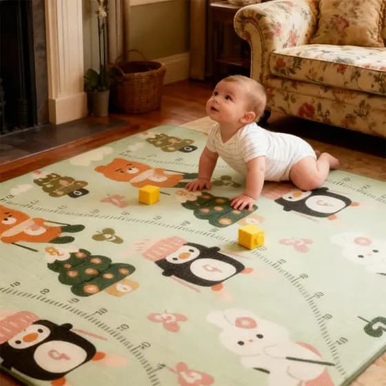 180x200cm Tapete Infantil Desenho Animado Emborrachado Térmico Antiderrapante Dobrável Dupla Face