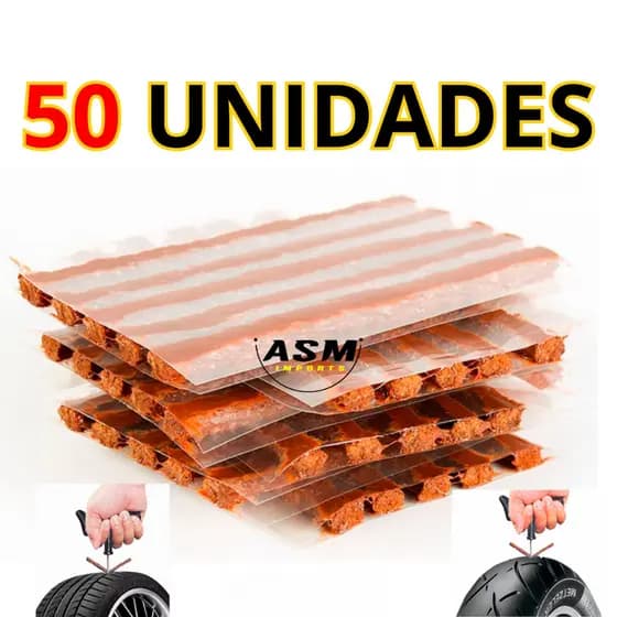 KIT COM 50 OU 10 REFIL REPARO DE PNEU SEM CÂMERA CARRO MOTO Great