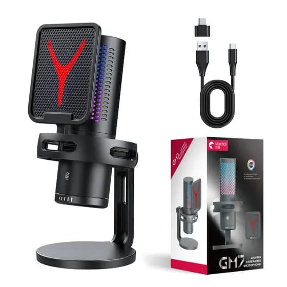 Microfone Condensador USB Cardioid Rgb Para Pc Gamer E Gravação GM7 SS3