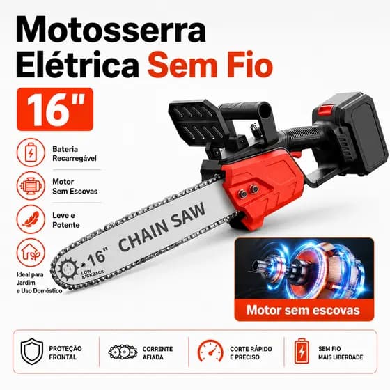 16 Polegadas Motosserra Elétrica Brushless Sem Fio portátil 3000W 2 Bateria dupla voltagem SS3