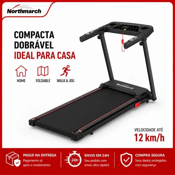 Northmarch Esteira Elétrica Dobrável Compacta para Caminhada e Corrida Leve 12 km/h Até 120kg Painel LED
