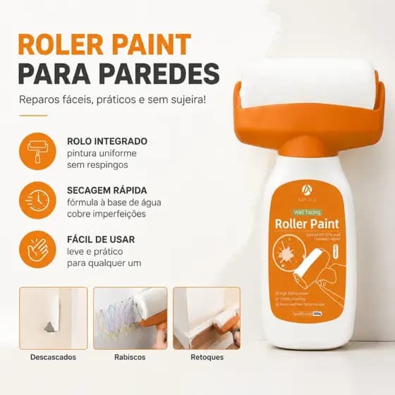 Rolo de Pintura para Parede 500g, Pincel Sem Cheiro, Kit Reparo DIY, Látex Branco, Paredes Internas
