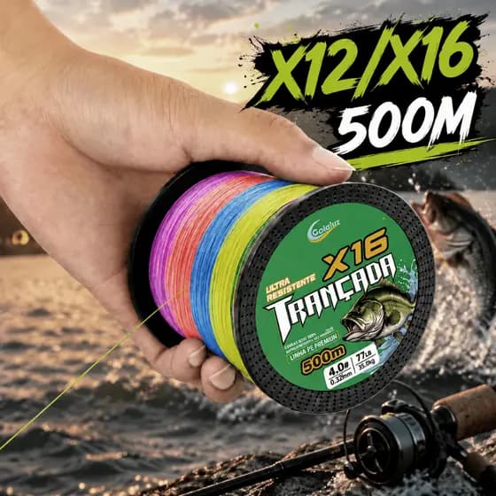 Linha de pesca trançada Durável Para Carpa E Truta 500M X12 X16 Super Forte PE Multifilamento