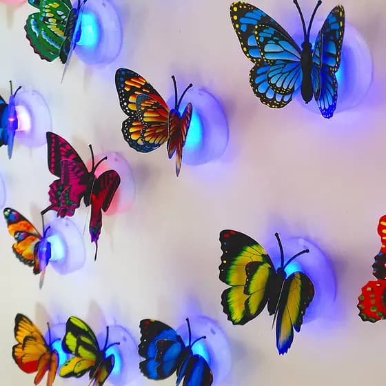 12 Unidades/Pacote Bonito Borboleta LED Luz De Cor Lâmpada Decoração Da Parede Casa Festa e Evento