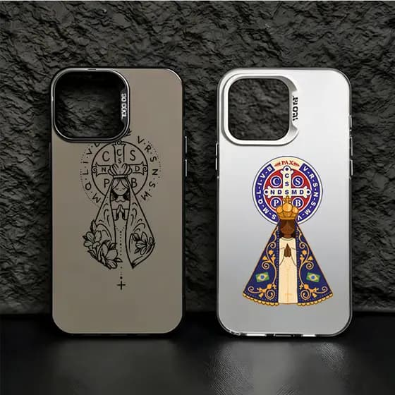 Adequado para iPhone 11/12/13/14/15/16/17 Pro Max Brasil Católico Guardião Capa de telefone resistente a choques