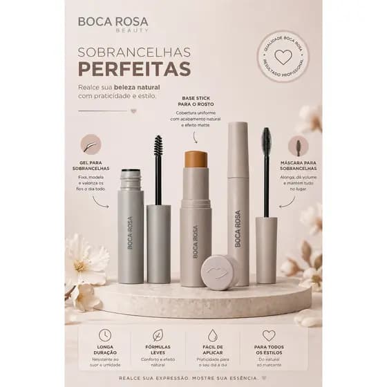 Kit Boca Rosa – Base em Bastão e Produto para Sobrancelhas com Definição e Fixação