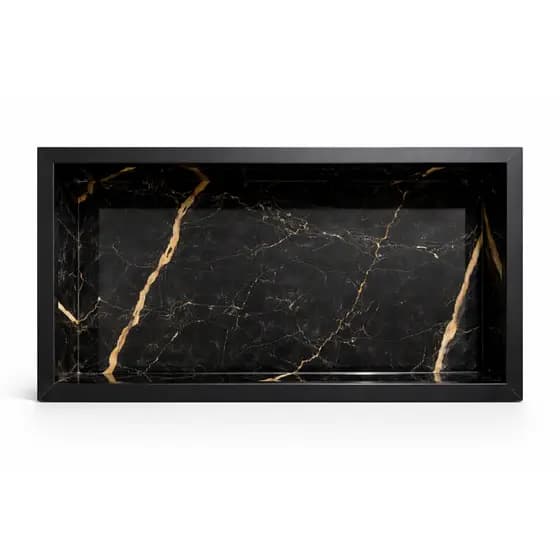 Nicho Porcelanato Calacata 60x30cm Embutido Porta Shampoo com Borda de Alumínio para Banheiro