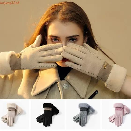 Luvas Térmicas De Inverno HUIJIANG , Macias À Prova De Vento Com Tela Sensível Ao Toque , Cáqui Rosa Preto Cinza