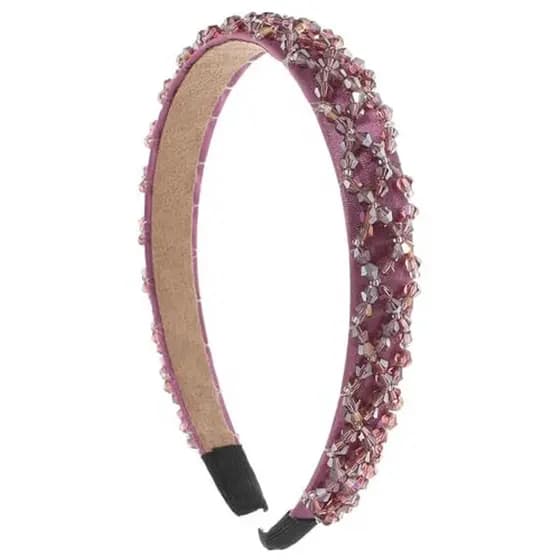 Baluue Faixa De Cabelo Larga Acolchoada Com Strass Para Mulheres , Acessório Glitter Roxo Profundo Adequado Uso Diário E