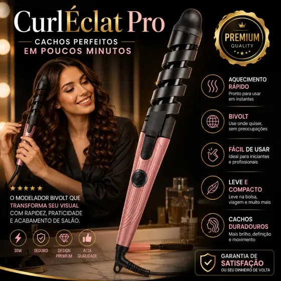 Modelador de Cachos Bivolt 30W CurlÉclat Pro Babyliss Ondulador de Cabelo Aquecimento Rápido Portátil Cinza Rosa