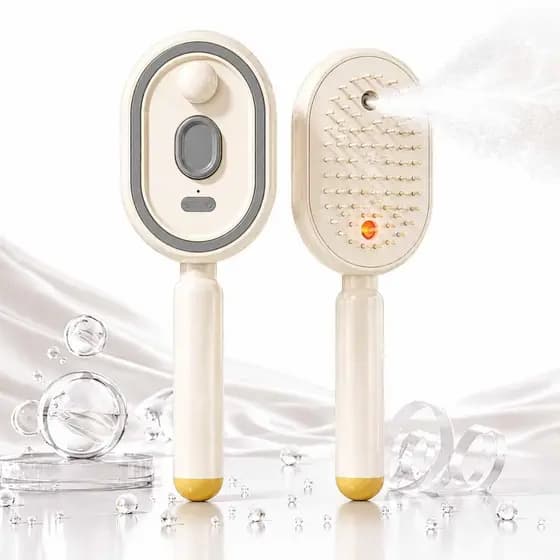 Escova a Vapor Elétrica para Cabelo, Escova Elétrica com Almofada de Ar e Spray para Mulheres, Escova de Cabelo Recarreg