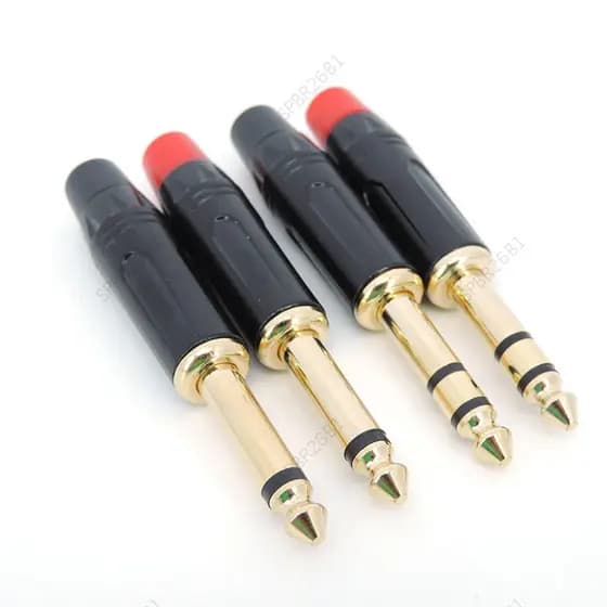 2 Pólos Mono 3 Pólo Estéreo Jack 6.35mm Conector Macho Banhado A Ouro 6.5MM 1/4 Polegada Plug Amplificador De Áudio Micr