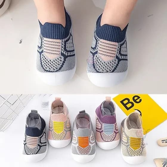 Sapatos de bebê antiderrapante berço meias para bebês com sola de borracha crianças meninas malha meninos fundo macio