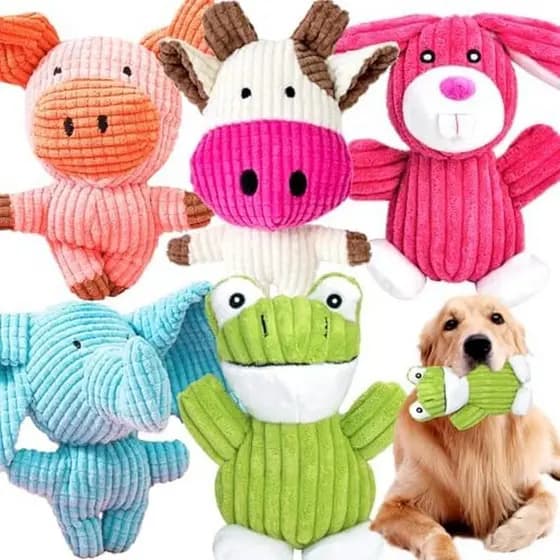 MRSOHRET Pacote de 5 peças de brinquedo para cachorro Squeak, brinquedo de mastigar resistente para cachorrinho de pelúc