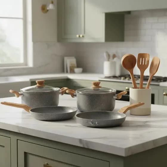 Kit Panelas Antiaderente 4 Peças Utensílios Cozinha Jogo Panelas Alumínio Tampa Cozinhar Multiuso