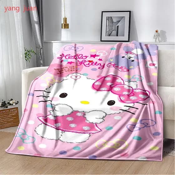 Colcha Macia Branca com Personagem Hello Kitty Sanrio, Presente Personalizado Perfeito para Fãs q98 SGCW