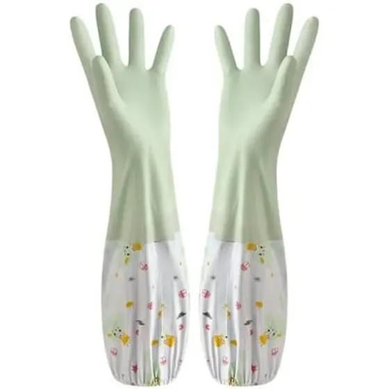 Para Cozinha Fácil De Limpar Luvas De Estendidas À Prova D'água De Veludo Quatro Estações Escova Pratos Lavar Vegetais L
