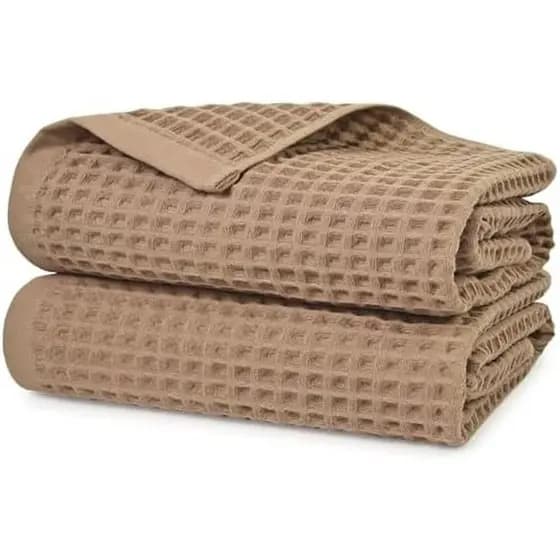 Toalhas De Banho Jacquotha Waffle De 2 Peças (Cinza Escuro)-Algodão , Macio , De Secagem Rápida , Toalha Grande De 31 Ca