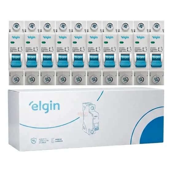 Caixa C/10 Disjuntor Elgin Monopolar 6a A 70a 1 Polo Curva C