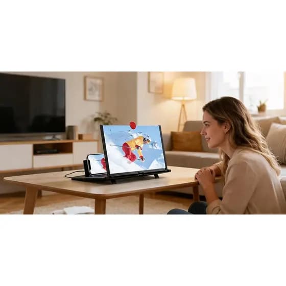 Lupa De Tela De 14 " , Ampliador Projetor De Celular 3D HD Para Filmes , Vídeos E Jogos , Suporte Dobrável Com Amplifica