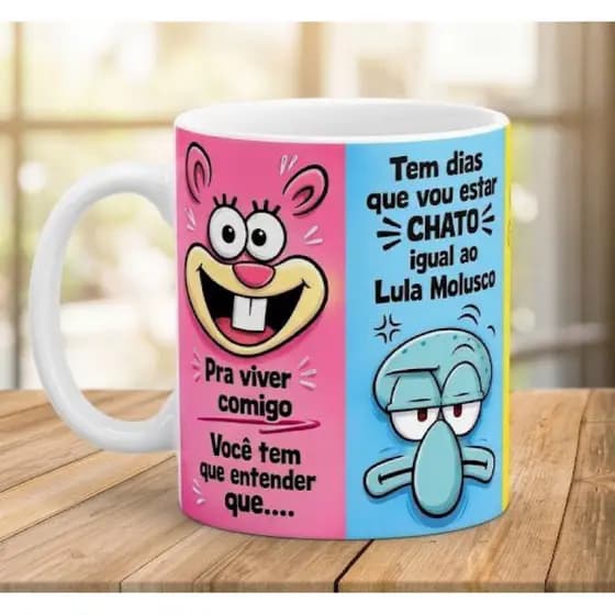Caneca Xícara Personalizada Bob Esponja Especial Presente Namorado | Namorada