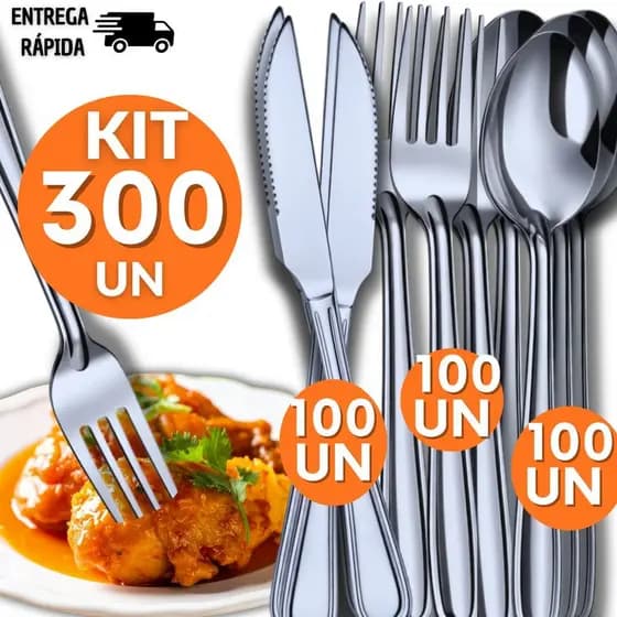 Kit 300 Garfo Faca e Colher Mesa em Aço Inox Cozinha Restaurante Buffet Talheres Utensílios Qualidades