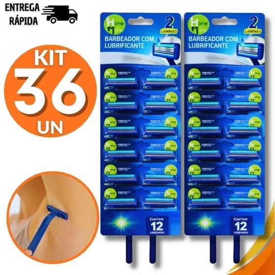 Kit 36 Barbeador Masculino e Feminino Aparelho de Barbear Intimo Descartável com Fita Lubrificante