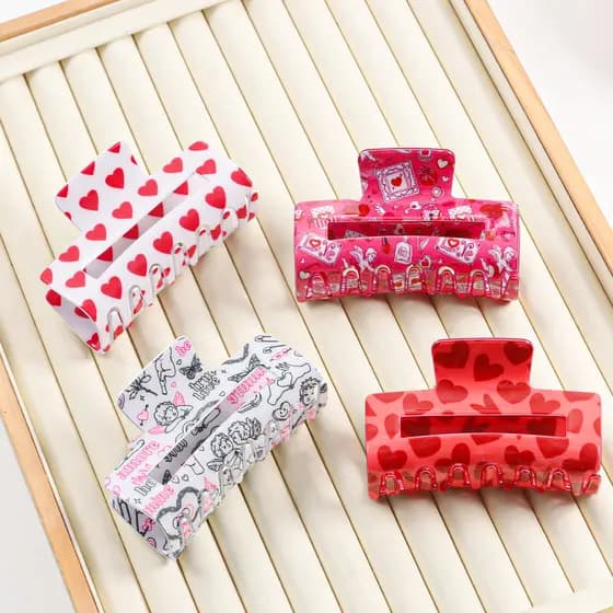 Novo estilo dia dos namorados jóias Cross-Border quadrado amor Grab clip Headdress doce tubarão clipe feminino cabelo cr
