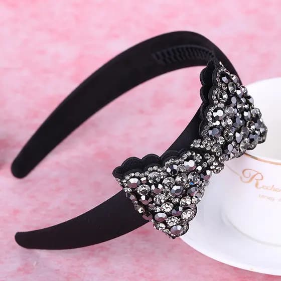 Diamante delicado bandana bandana requintado arco estilo senhoras acessórios de cabelo bandana larga
