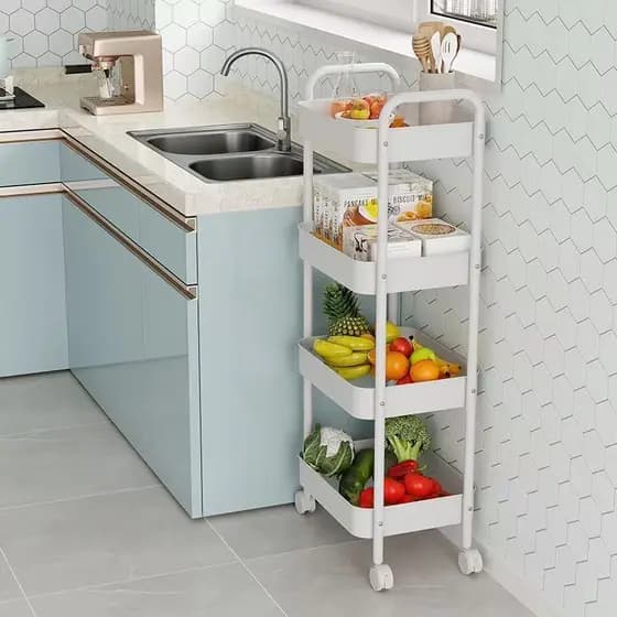 Carrinho De Armazenamento Com Rolamento Multicamadas , Organizador De Utilidades Móveis Para Cozinha E Banheiro , Móvel
