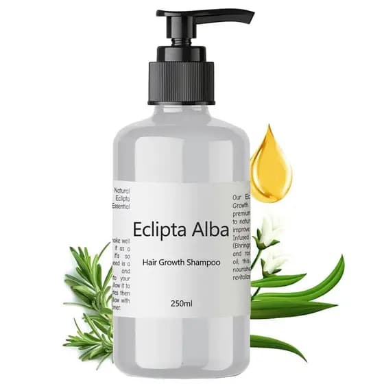 Shampoo Eclipta Alba para Crescimento Capilar com Óleo Orgânico de Bhringraj, Fortalece e Nutre os Cabelos, Previne a Qu