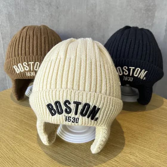 Crianças outono inverno versão coreana quente malha proteção de orelha chapéu meninos meninas inverno à prova de vento A