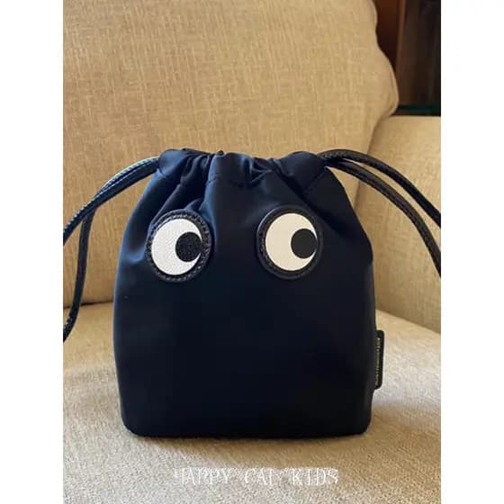 Coreia ins Baba pai preto olhos grandes bolsa cosmética à prova d'água com cordão desenho animado bolsa fofa bolsa para