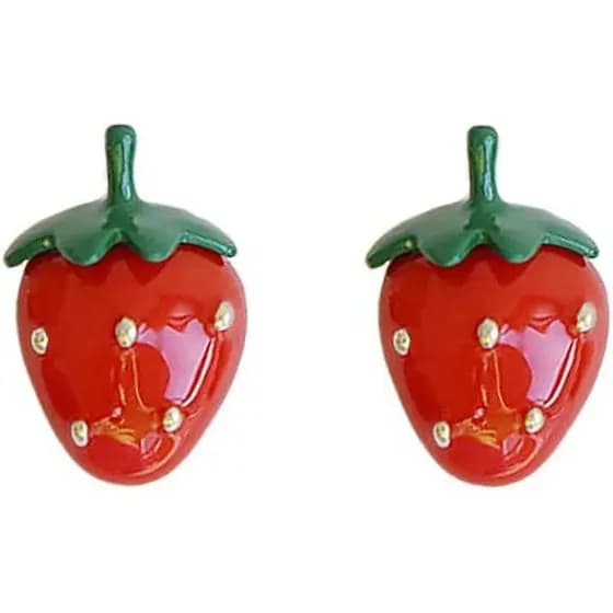 Brincos de Morango Fofos para Mulheres, Brincos de Morango Vermelho para Halloween, Acessórios de Fantasia, Joias para F