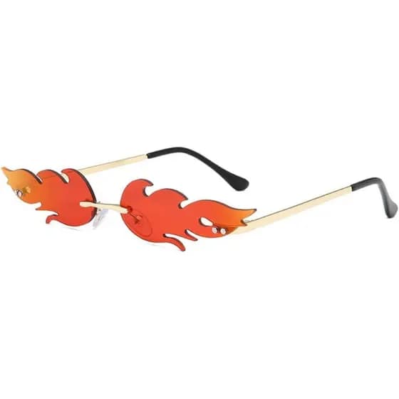 Óculos de Sol Junsika Flame para Mulheres e Homens, Óculos Sem Armação Estilo Chama, Óculos de Fogo para Festa de Hallow