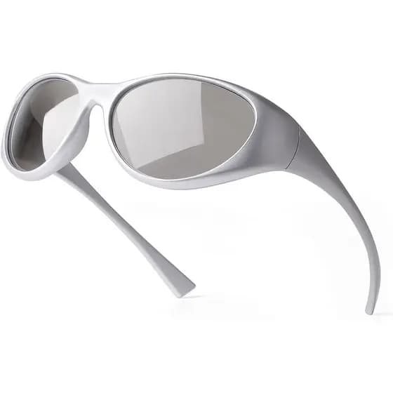 Óculos de Sol Y2K Wrap Around para Homens e Mulheres, Óculos de Sol Futuristas Ovais da Moda, Óculos Esportivos Fashion