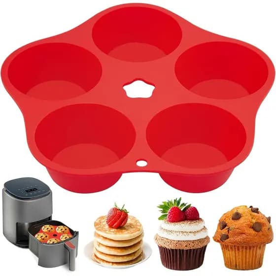 Forma de Silicone para Muffins para Air Fryer, Mini Forma para Ovos, para Assar no Forno, 1 Peça de Formas Redondas para