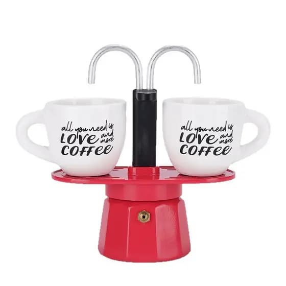 Mais vendido em estoque: Cafeteira italiana Moka Pot de alumínio de qualidade alimentar, mini, para 2 xícaras, com duplo