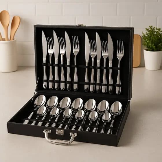 Conjunto de Talheres em Inox com 24 Peças e Maleta Organizadora