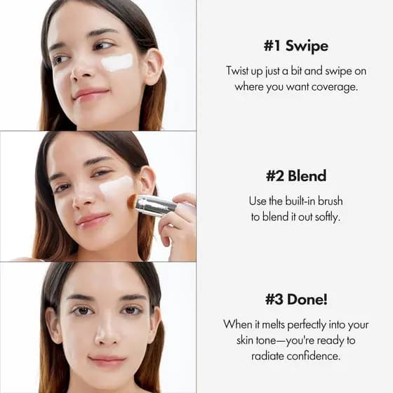 ELROEL Blanc Cover Cream Stick V White-Base Coreana Que Muda De Cor Com Volufilina-Cobertura Média A Completa Maquiagem