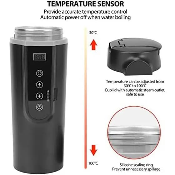 Caneca Elétrica De Carro 500ml , Chaleira De Viagem Masculina E Feminina , Aquecida , Caldeira De Água Portátil Com Desl