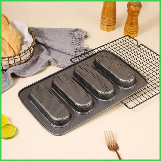 Moldes De Metal Para Pão De Cachorro-Quente , 4 Cavidades , Antiaderente , Ferramenta De Cozimento , Forma De Casa , Pad