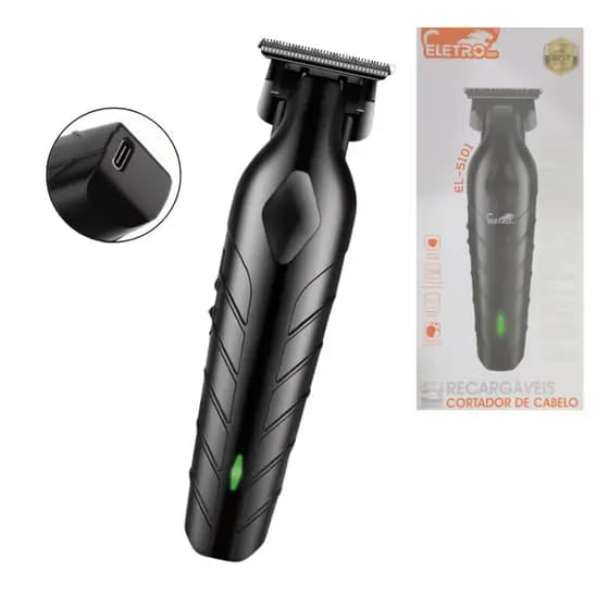 Máquina Aparador de Pêlo e Cabelo Profissional Recarregável Black Eletromex EL-5101