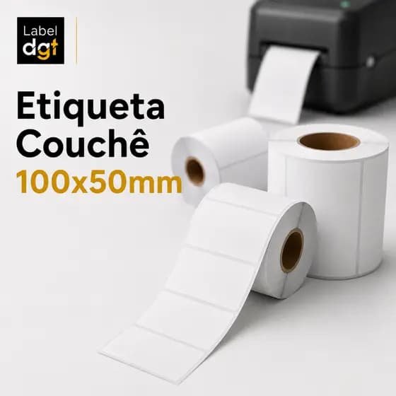 Etiqueta Couche 100x50mm sem Serrilha Branca Impressora Termica Zebra Argox Elgin Ribbon Ecommerce