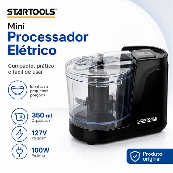 Mini Processador Triturador Elétrico 100w 350ml - Preta Preto 127v