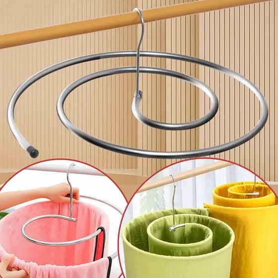 Kit 1 Varal Espiral Inox Secagem Fácil Cabide Redondo Para Lençol e Toalha e Mantas Mantas Edredons