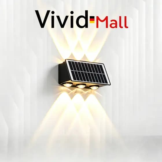 Vivid Arandela Solar LED Externa Super Brilhante IP65 À Prova D'Água Decorativa Jardim Muro Parede