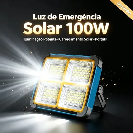 100w Refletor Solar LED Recarregável Iluminação de emergência Acampamento ao ar livre Luz Portátil