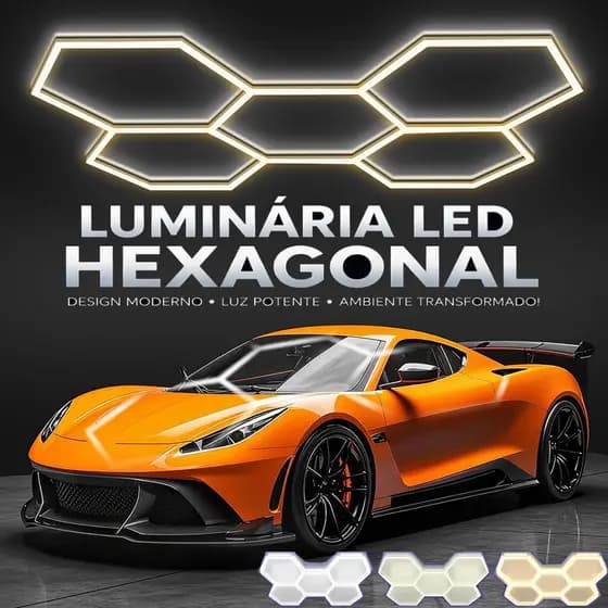 Luminária Colmeia LED Profissional 3 Cores, Bivolt, 5 Células para Estética Automotiva