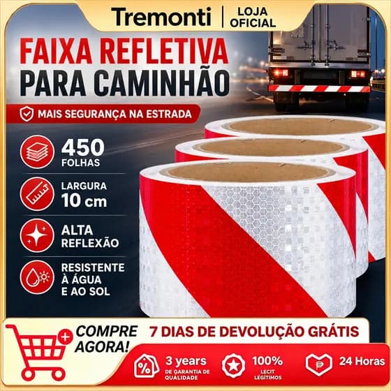 3m faixa refletiva parachoque caminhão carreta trailer truck 3m 10m x 10cm